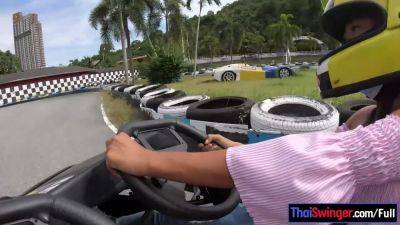 Cute Thai amateur teen girlfriend go karting and recorded on video after - hotmovs.com - Thailand